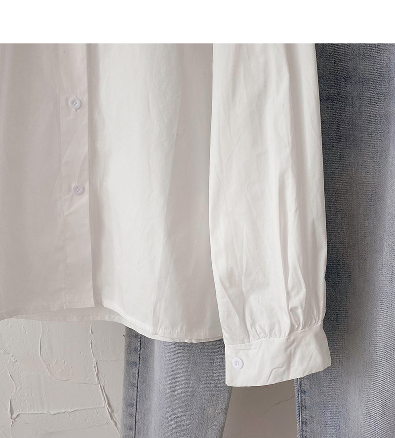 Chemise à col bébé en dentelle version coréenne haut simple boutonnage mince et de style étranger 6435