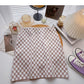 Net red retro chessboard pattern High Waist Hip Wrap Skirt  5536