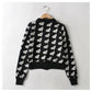 V-neck jacquard breasted knitted cardigan coat  7404