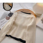 New Korean color blocking long sleeve top  5895