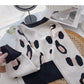 Korean minority design fashion retro printed long sleeve short top  6539