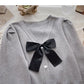 Pull col V vintage à manches longues et coupe slim 6595