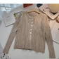 Einreihiger einfarbiger Pullover mit langen Ärmeln 6555