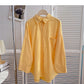 Long sleeve solid color shirt casual loose cardigan top  6426