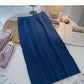 Simple solid color high waist knitted thread A-line skirt  5750