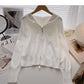 Cardigan knitted coat Long Sleeve hooded top  6658