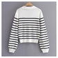 Minority retro lazy black and white striped sweater knitwear female  7493