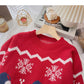 Weihnachtsmütze Jacquard Kontrast Pullover Langarm Pullover Top 6161