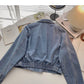 Denim jacket casual zipper design long sleeve top  6216