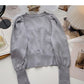 Vintage bow V-Neck Sweater slim long sleeve top  6688