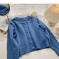 New Korean design sense Lapel slim long sleeve top  5869