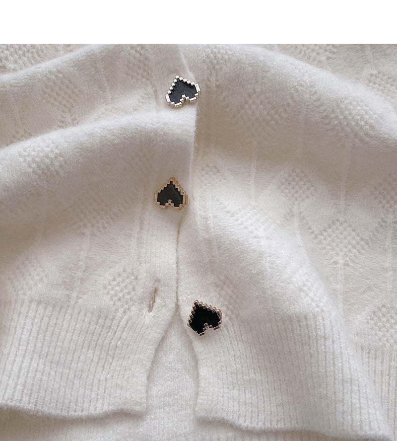 Single breasted Vintage crew neck sweater coat  6192