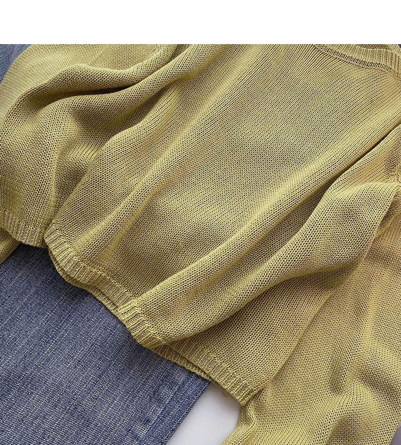Lässiges einfarbiges kurzes Pullover Langarm T-Shirt 6504
