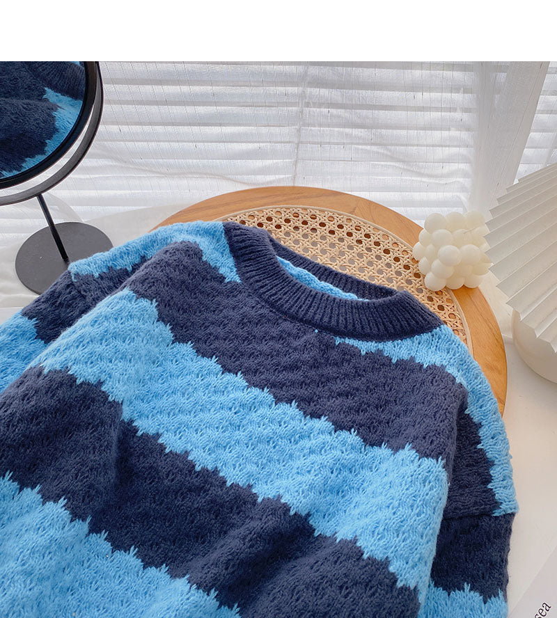 Neues koreanisches lockeres Langarm-Pullover-Oberteil 5896