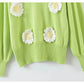 Dreidimensionaler Sonnenblumen-Pullover locker gestrickter Pullover 7299