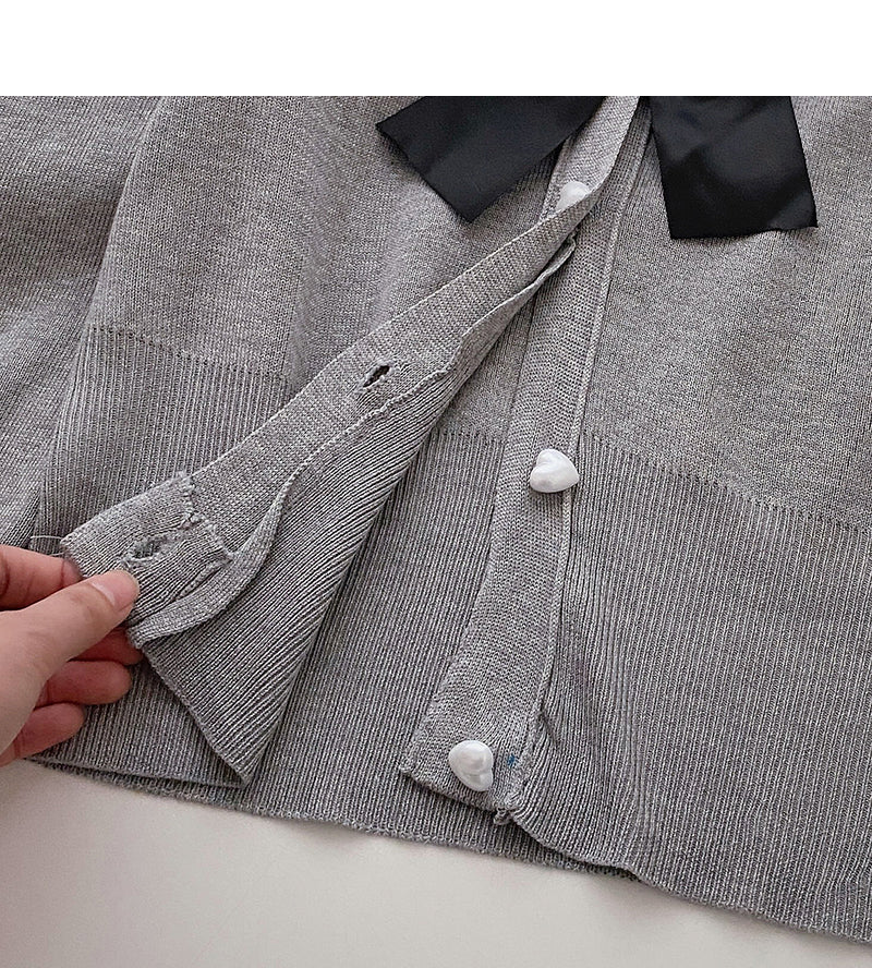 Französischer Pullover mit Laternenärmeln und Schleife 6474