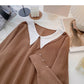 Design Sense Strickwaren Vintage Langarm Pullover Revers Top 6660
