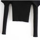 Design sense large lapel off shoulder long sleeve knit top  7151