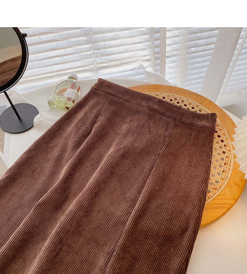 Rock in A-Linie mit hoher Taille, vertikales und geteiltes Design 5734