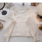 Hollow out knitted sweater casual solid color long sleeve top  6131