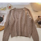 Design Sense personalisierter Diagonalknopf-Rundhals-Pullover mit vielseitigem Oberteil 6032