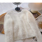 Nerzimitat-Pullover, einfarbig, Strickjacke, Mode 6135