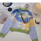 Color matching landscape oil painting sweater  6509