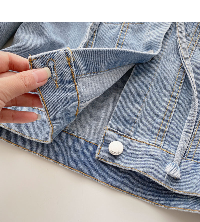 Denim Hooded Jacket Women's loose long sleeved top  6214