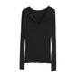 Retro Spice Girl schmaler Pit-Strip-Pullover mit V-Ausschnitt 7204