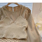 The new Korean design feels thin, short long sleeved top  6272
