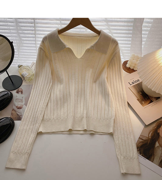 Reversfaden-Pullover Pullover Langarm-Top 6570
