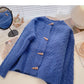 Ox horn button round neck twist sweater  6169