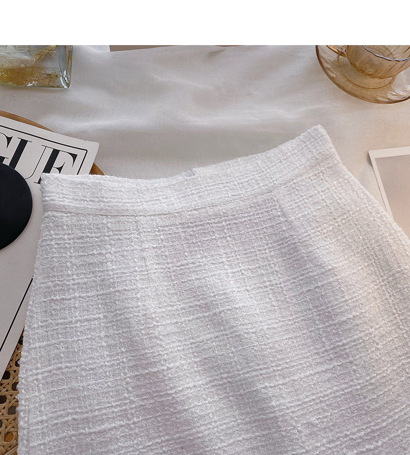 Korean version of A-line skirt with slim and fragrant style and high waist  5608