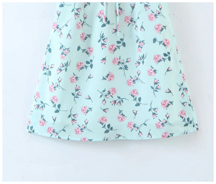 French retro Court Style Floral Skirt shows thin waist  7150