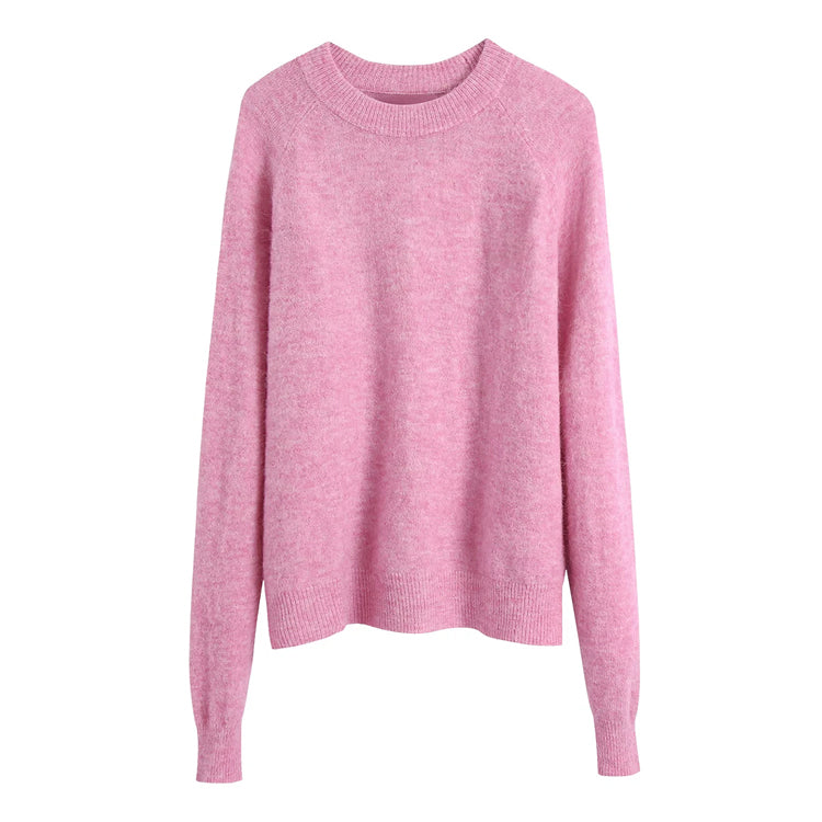 New simple and versatile round neck Pullover long sleeve sweater  7427