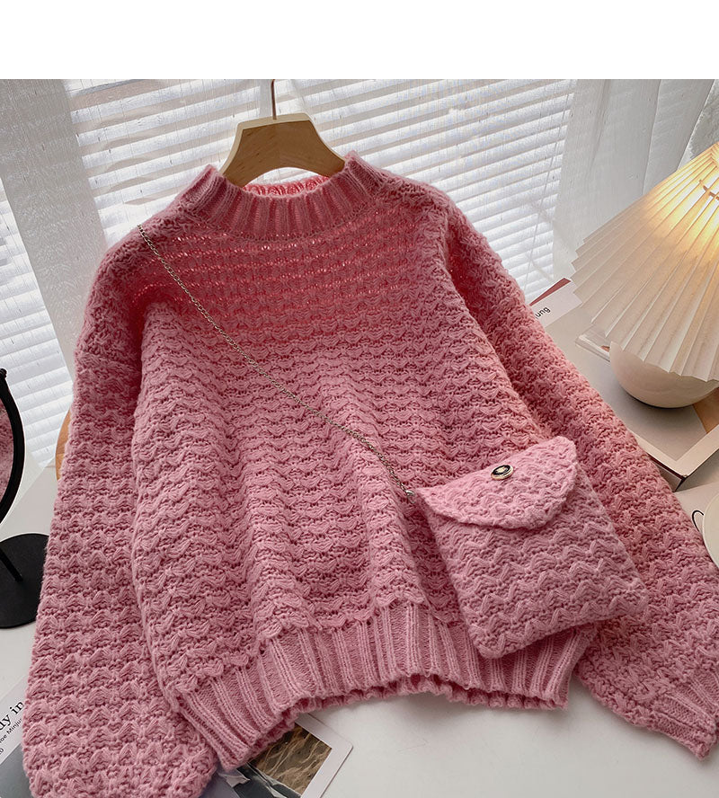 Koreanische Version fauler Wind süßer einfarbiger lockerer Pullover Pullover 5943