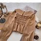 Baby collar design shirt Vintage French long sleeve top  6377