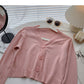 Long sleeve V-neck short T-shirt solid small coat  6442