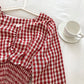 Korean girls' sweet little Plaid Shirt  6249