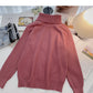 Strickpullover Damen Retro Einfach Stehkragen Pullover Langarm Top 6662