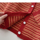 Single breasted crew neck Vintage stripe sweater  6202