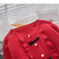 Pull col rond avec nœud et boutons en perles, joli haut à manches longues 6074
