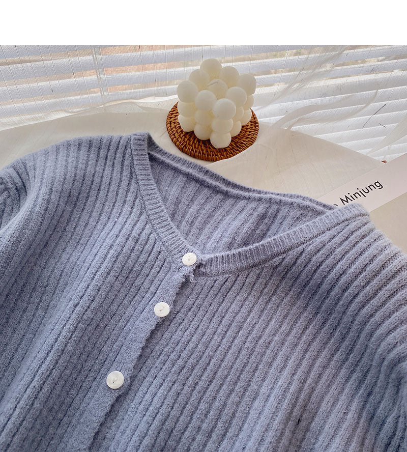 Cardigan à manches longues et col en V pour femme, tricot décontracté et polyvalent, 6554