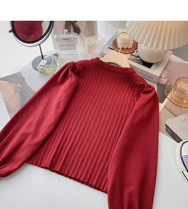 Careful machine cut out square neck sweater  6626