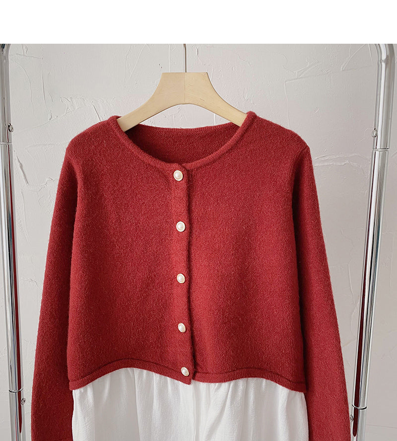 Nouveau design coréen faux deux pulls amples à manches longues 6201