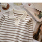 Striped knitted Pullover Sweater lazy temperament thin top  6571