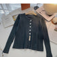 Einreihiger einfarbiger Pullover mit langen Ärmeln 6555