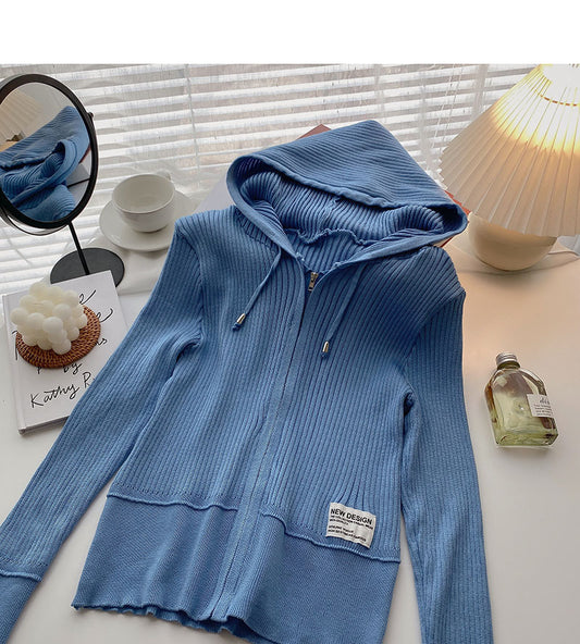 Langärmliger Kapuzenpullover mit Design Top 6531