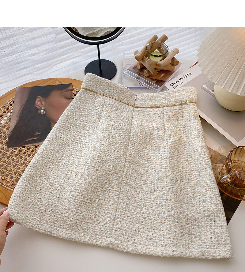 Vintage Design nail bead high waist slim skirt  5589