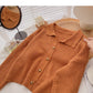 Casual Vintage Lapel long sleeve loose knit top  5872